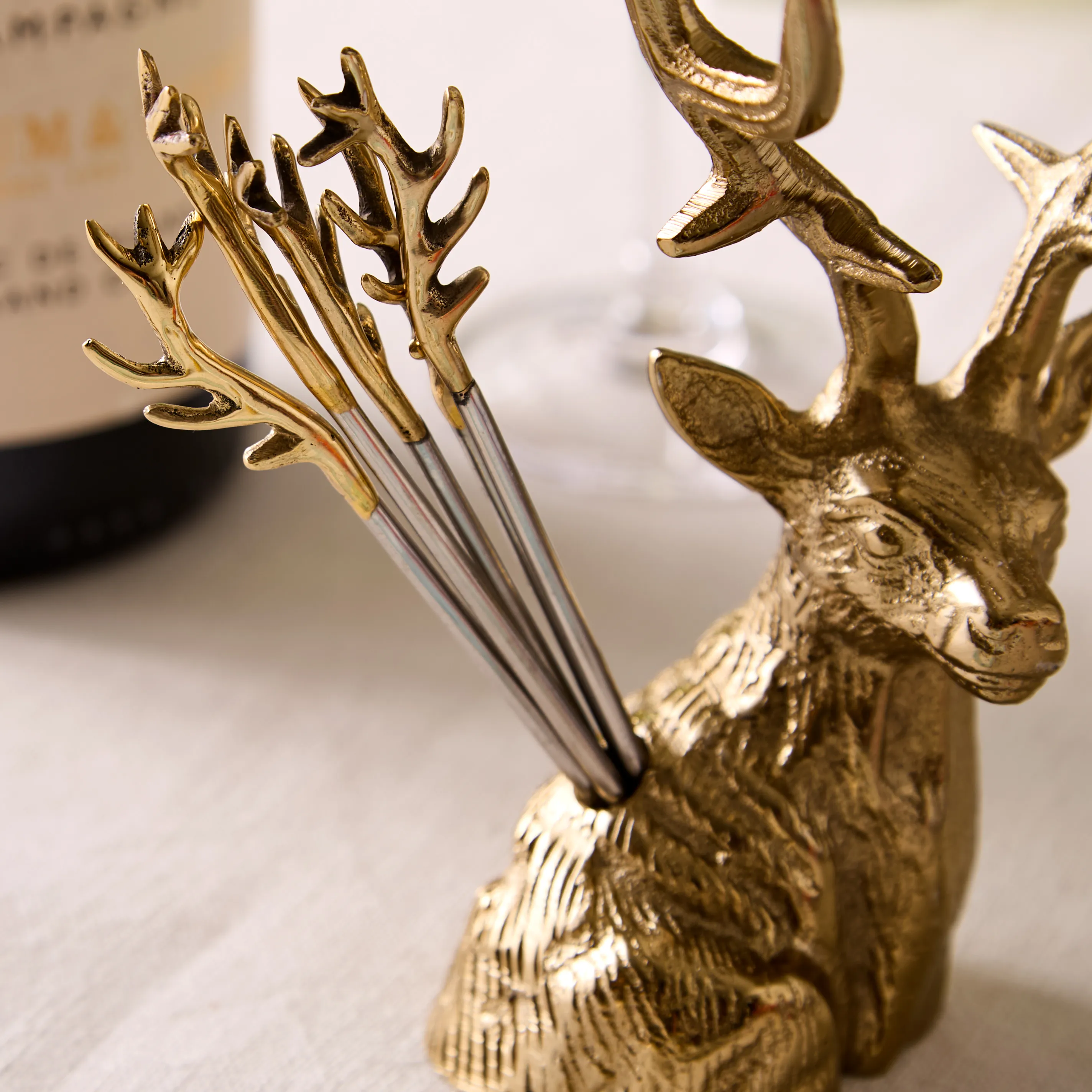 Culinary Concepts Champagne Stag Cocktail Picks and Holder