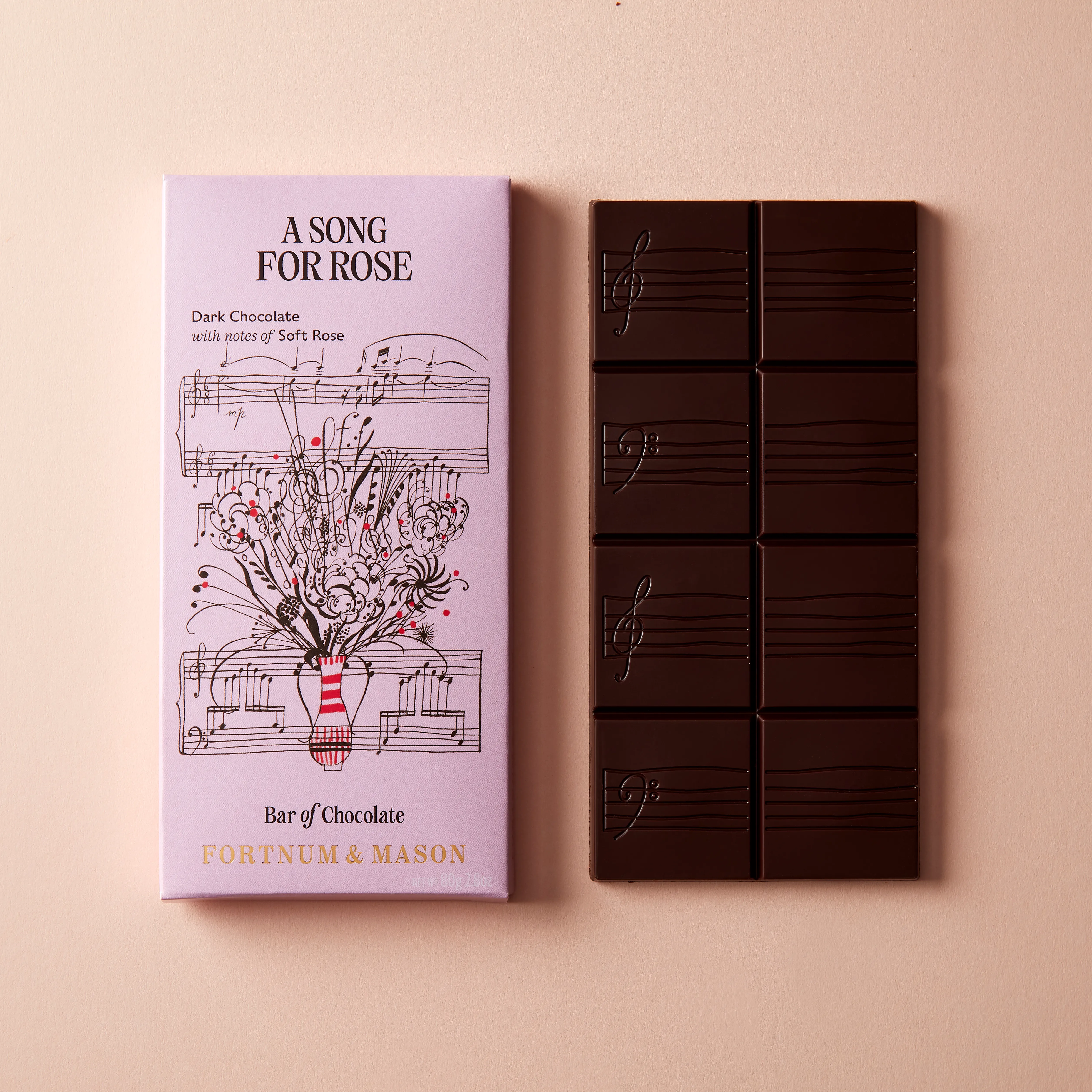 Dark Chocolate Rose Filled Bar, 80g