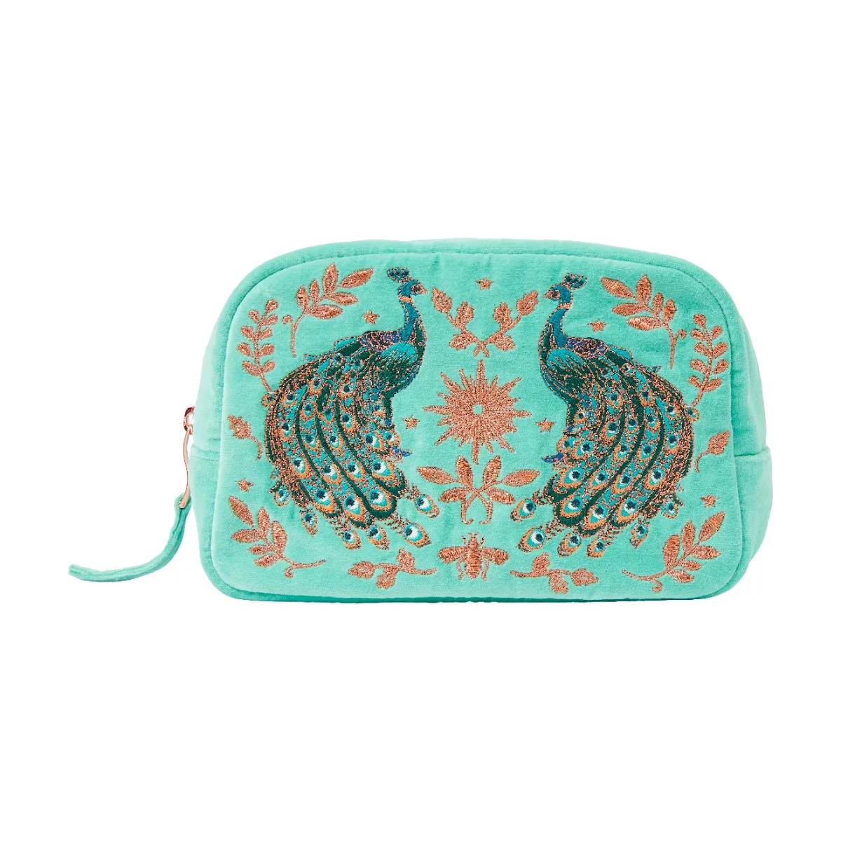Elizabeth Scarlett Exclusive Peacock Cosmetic Bag, Turquoise