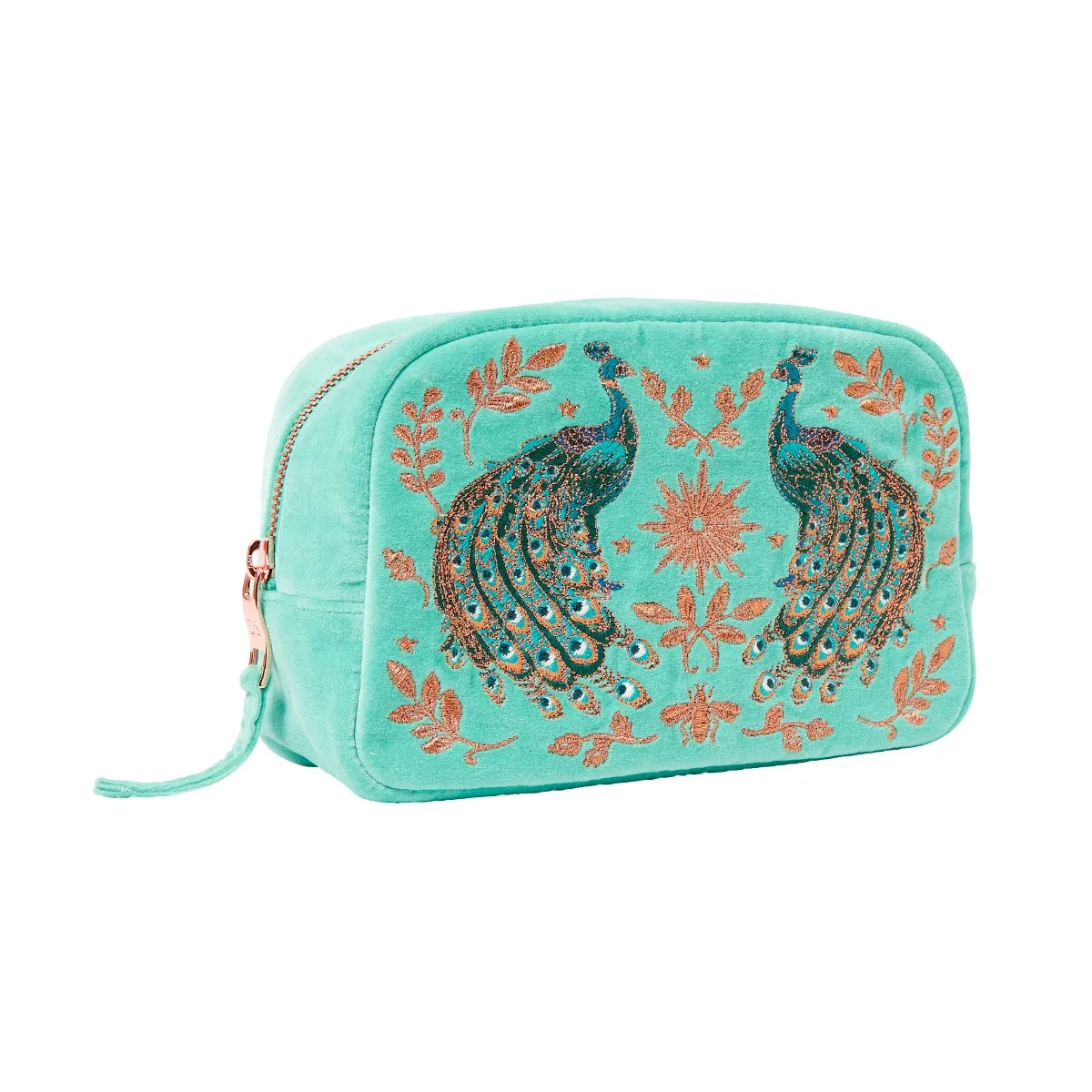 Elizabeth Scarlett Exclusive Peacock Cosmetic Bag, Turquoise