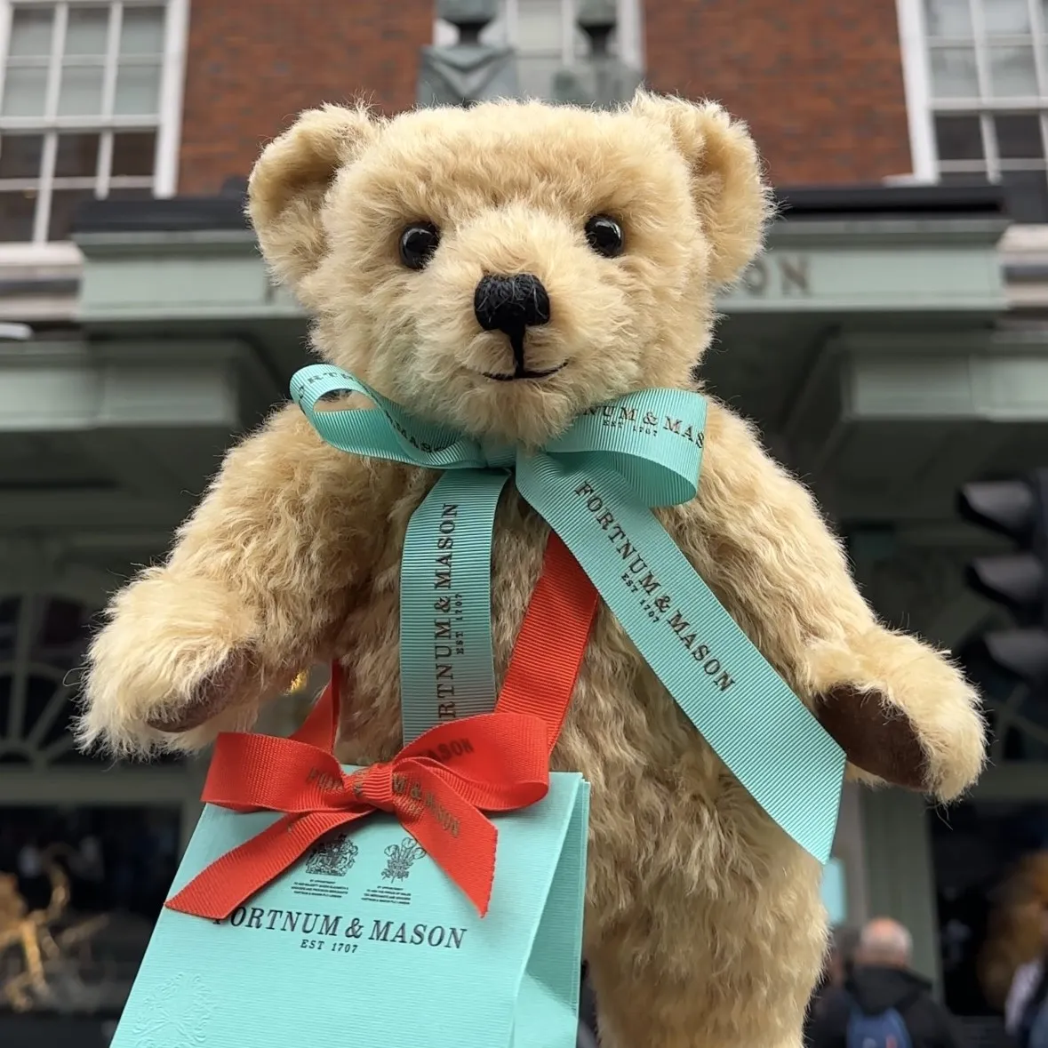 Fortnum's Truffle the Bear Mohair with Eau de Nil Ribbon 5 Fortnum's Truffle the Bear Mohair with Eau de Nil Ribbon