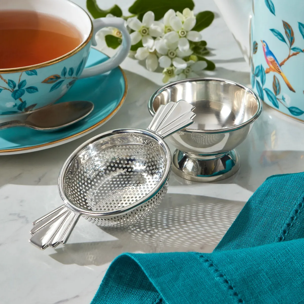 Fortnum's Art Deco Double-Handled Tea Strainer 5 Fortnum's Art Deco Double-Handled Tea Strainer