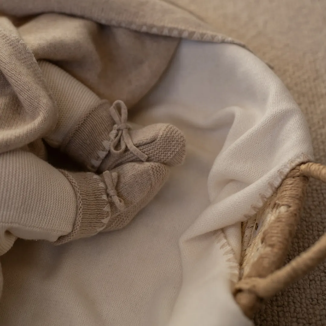 Avery Row Cashmere Bonnet & Booties Set, Oat