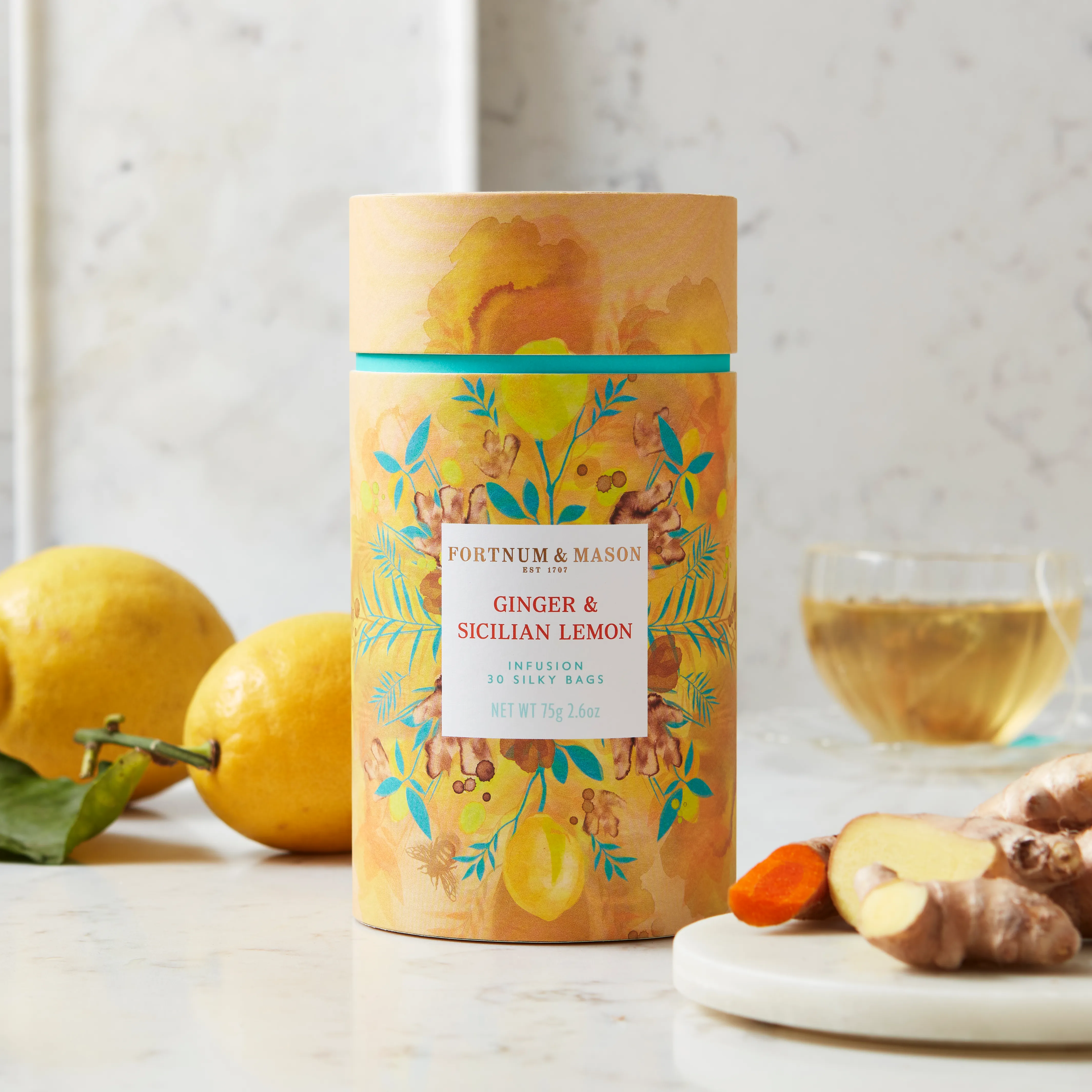 Ginger & Sicilian Lemon Infusion, 30 Silky Bags, 75g