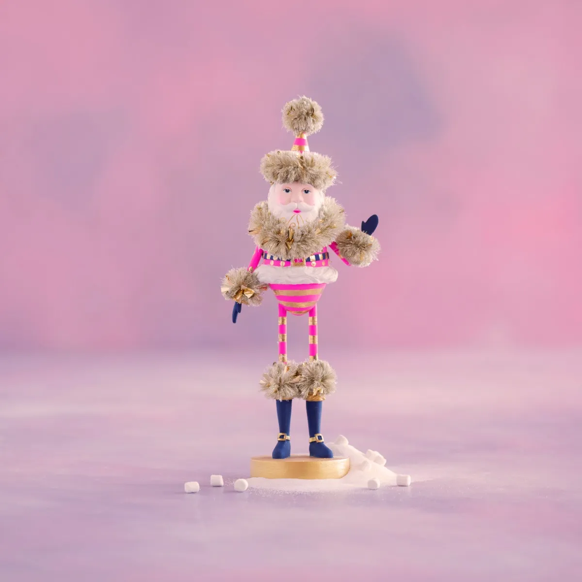 Glitterville Hot Pink Papa Noel Santa Tabletop Figure