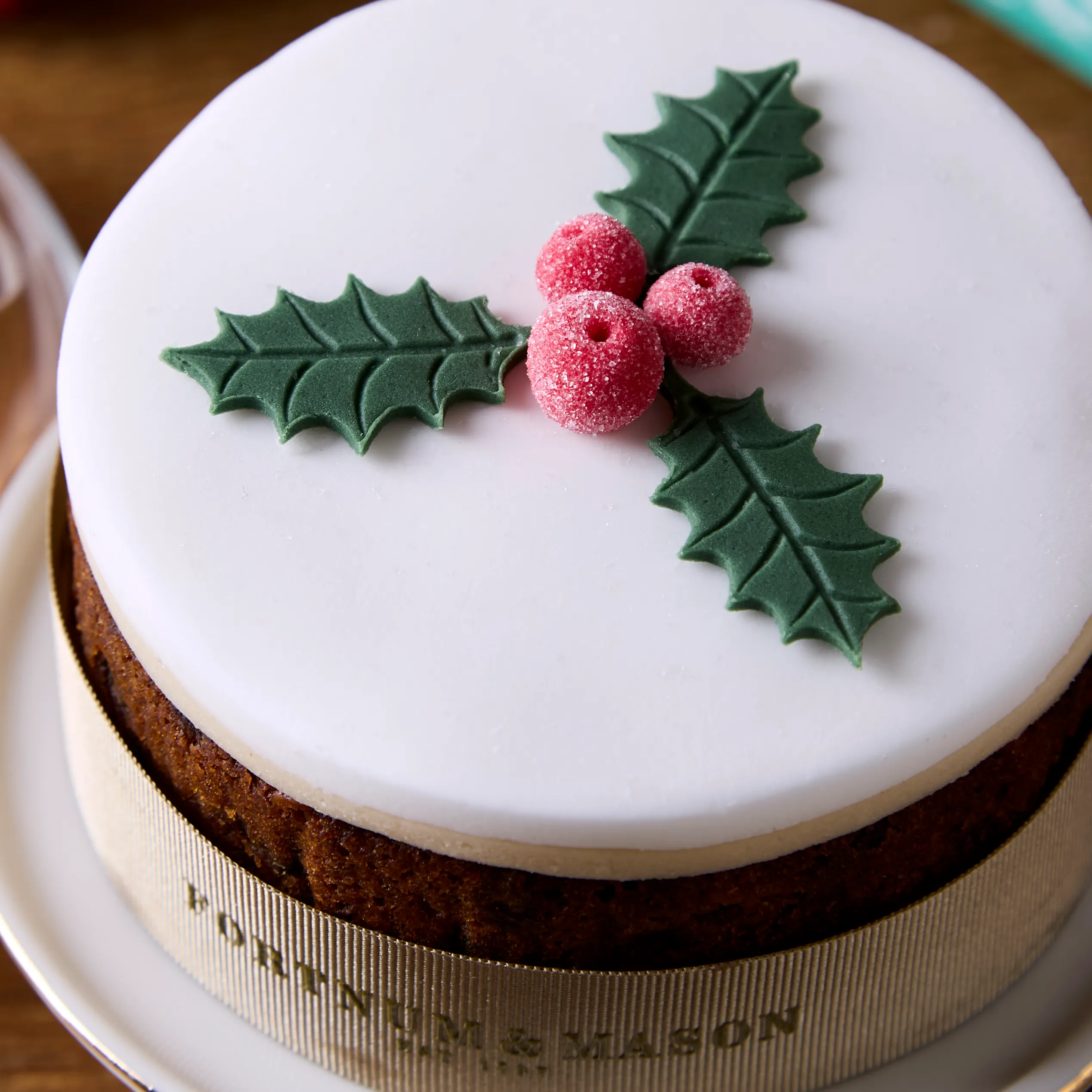 Iced Christmas Cake with Holly Decoration, 365g 3 Iced Christmas Cake with Holly Decoration, 365g