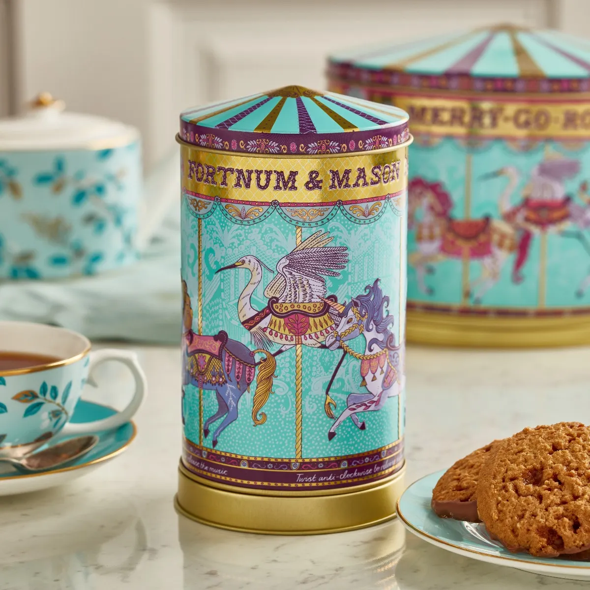 Mini Merry Go Round Musical Biscuit Tin, 150g