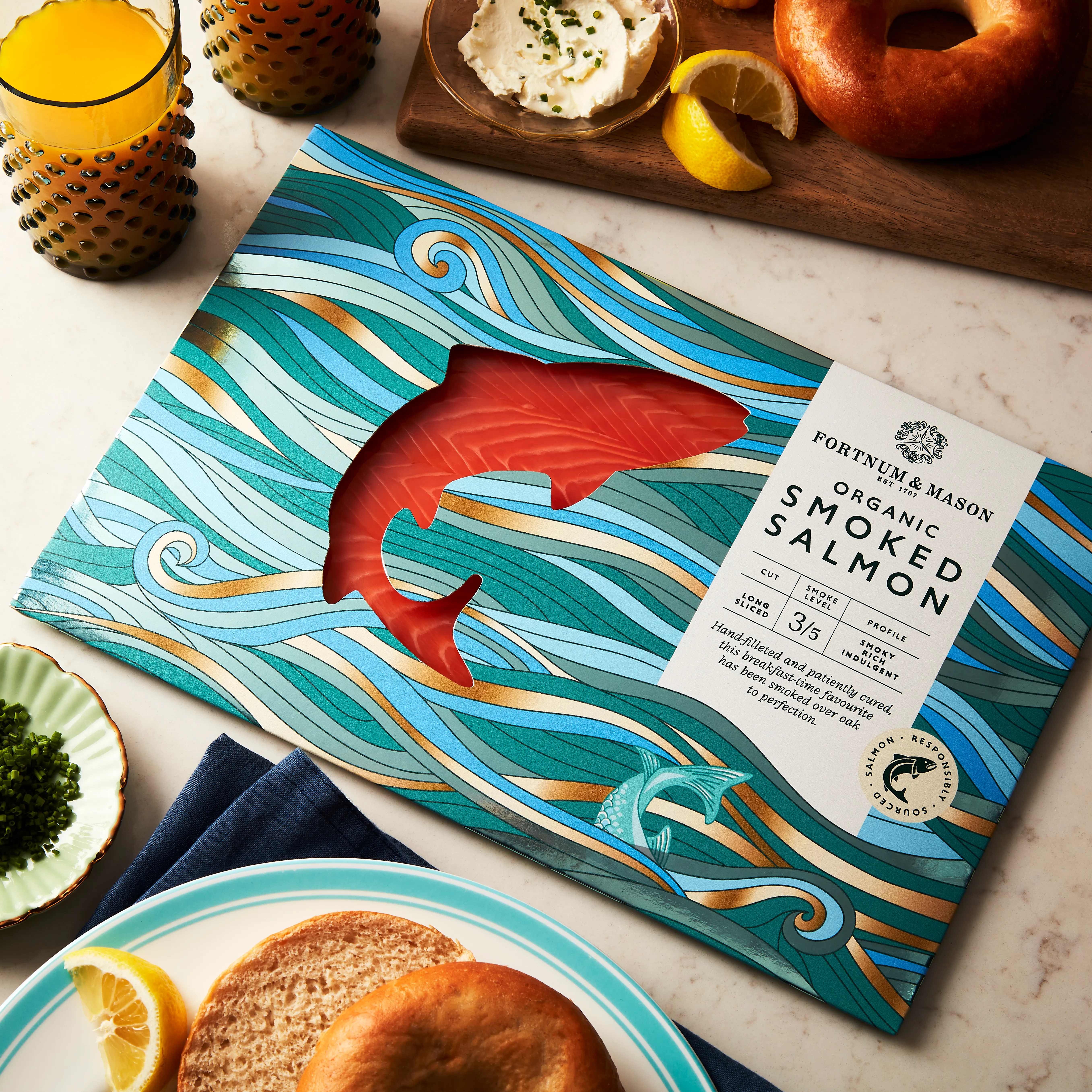 Organic Smoked Salmon Long Slice, 200g 3 Organic Smoked Salmon Long Slice, 200g