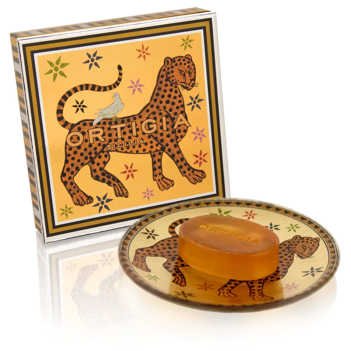 Ortigia Sicilia Ambra Nera Glass Plate & Soap Set