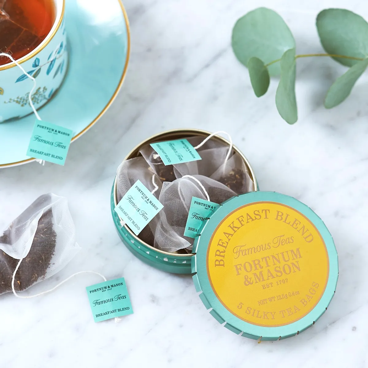 Breakfast Blend Pocket Tin, 5 Whole Leaf Silky Tea Bags, 12.5g