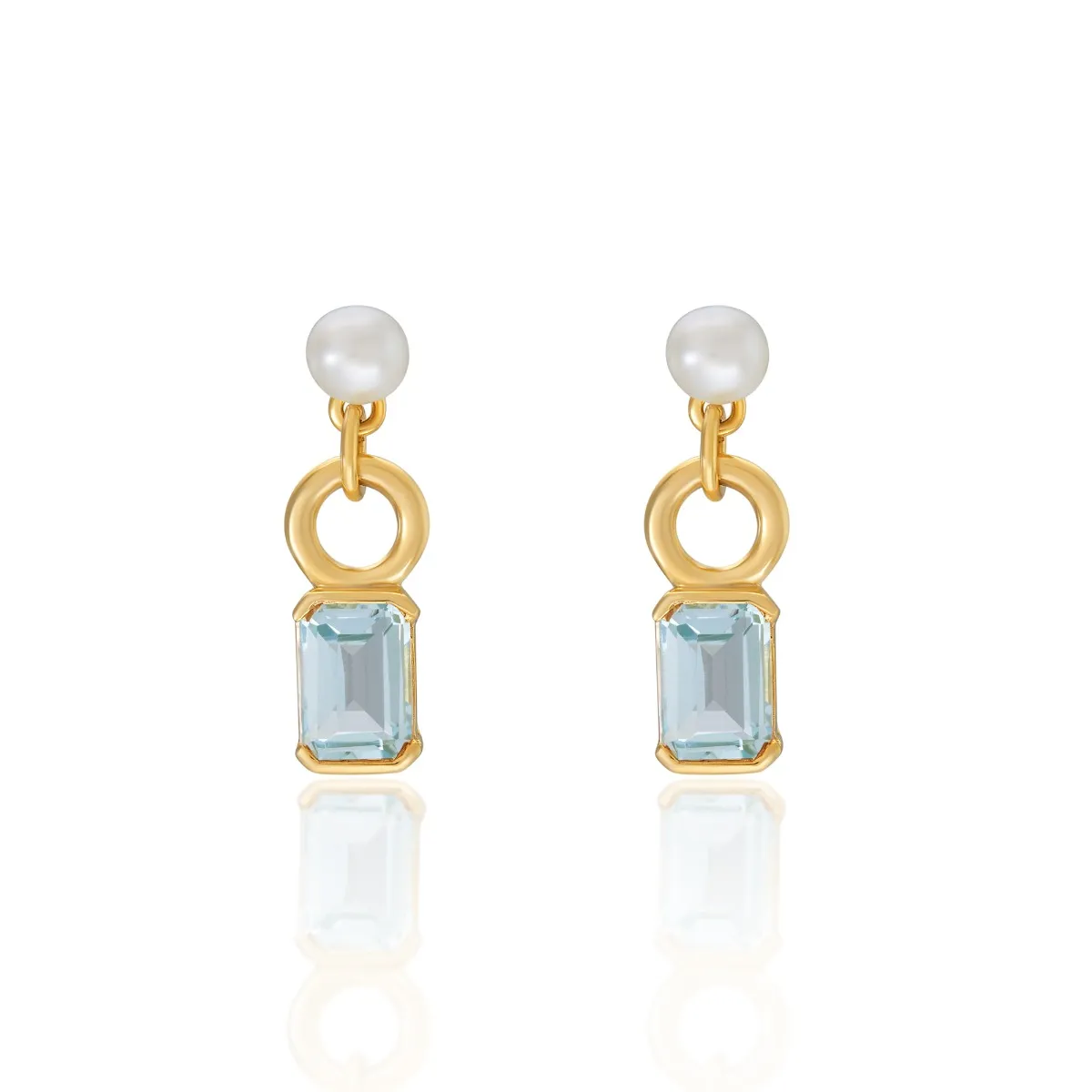 Laura Vann Exclusive Elena Pearl Earrings with Blue Topaz