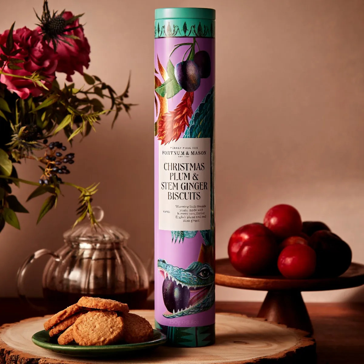 Christmas Plum & Stem Ginger Biscuits, 250g